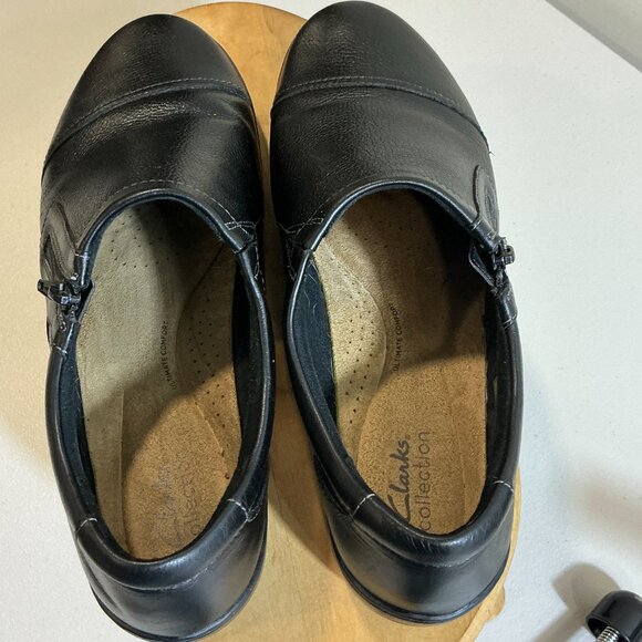 Clarks Black Leather Flats women’s size 12 - Picture 4 of 15